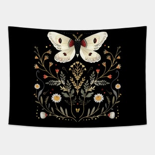 moth and plants botanical vintage Tapestry