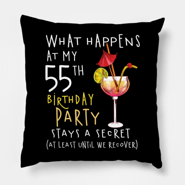 55Th Birthday - What Happens 55Th Birthday Pillow by jrgenbode