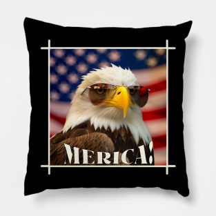 Funny Patriotic Eagle MERICA! Happy Birthday America! Pillow