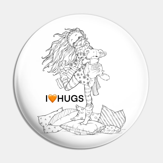 I love Hugs Pin by LadyKikki