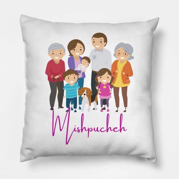 Mishpucheh - Funny Yiddish Quotes Pillow by MikeMargolisArt