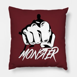 GYM Workout MONSTER white T-Shirt Pillow