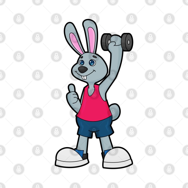 Rabbit at Fitness with Dumbbell by Markus Schnabel