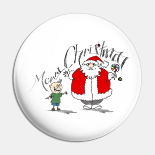 Funny Santa Claus Holding Candy Pin