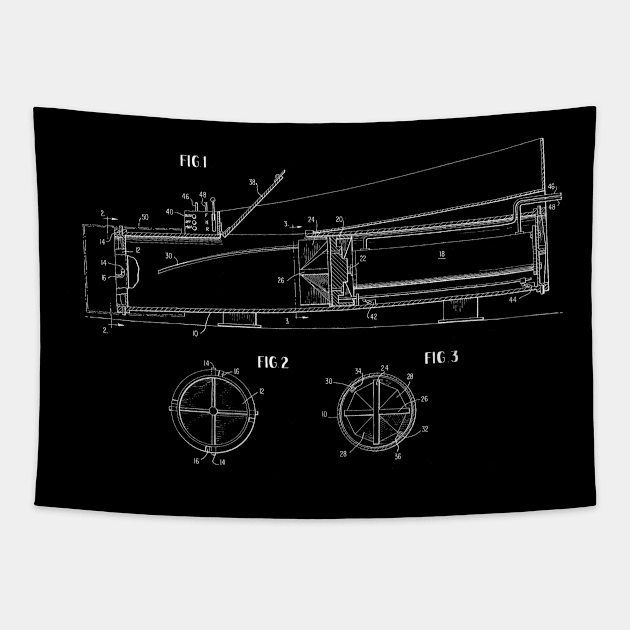 Trash Compacting Apparatus Vintage Patent Hand Drawing Tapestry by TheYoungDesigns