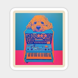 Goldendoodle Dog on Music Instrument Pop Art Magnet