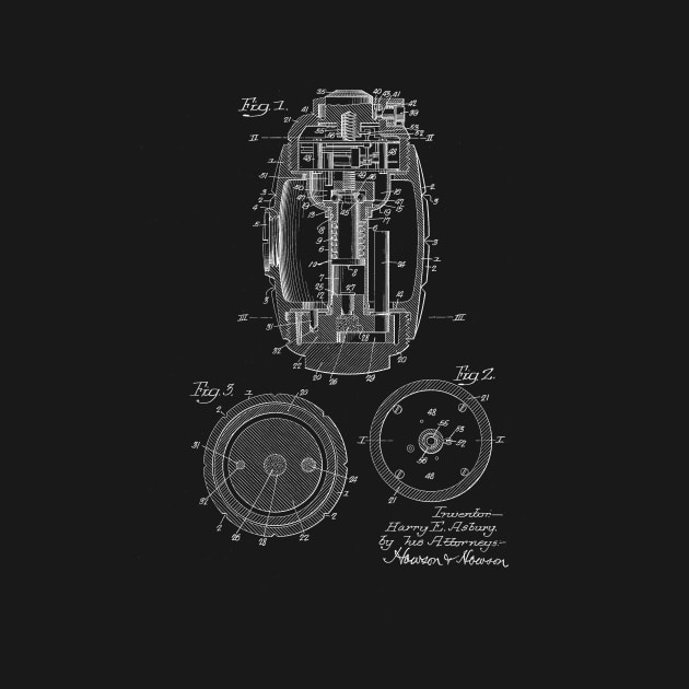 Hand Grenade Vintage Patent Drawing by TheYoungDesigns