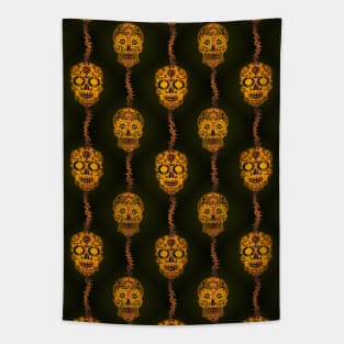 Halloween Barbed Wire and Sugar Skulls Tapestry