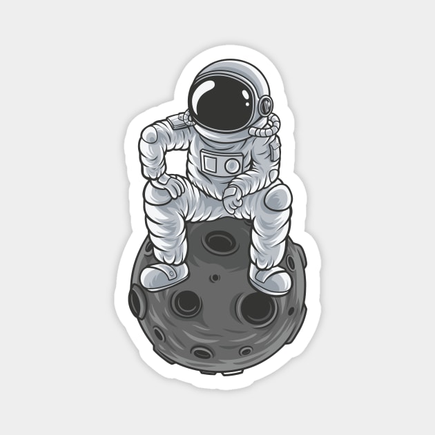 Astronaut on the Moon - Astronaut Suit - Spaceman Magnet by edwardechoblue