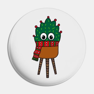 Cute Cactus Design #276: Christmas Cactus With Scarf Pin