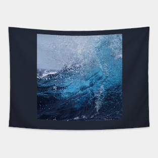 Blue Clashing Waves Tapestry