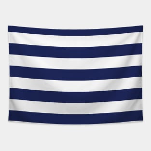 Navy Blue and White Stripes Tapestry