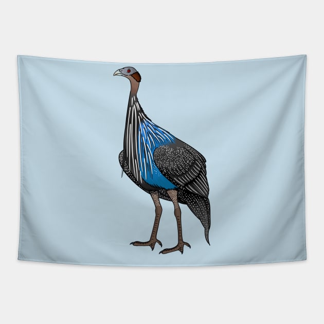 Vulturine guineafowl bird cartoon illustration Tapestry by Cartoons of fun