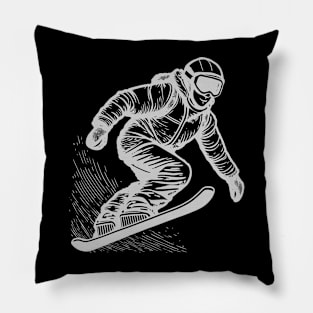 Hand Drawn Snowboarding Pillow