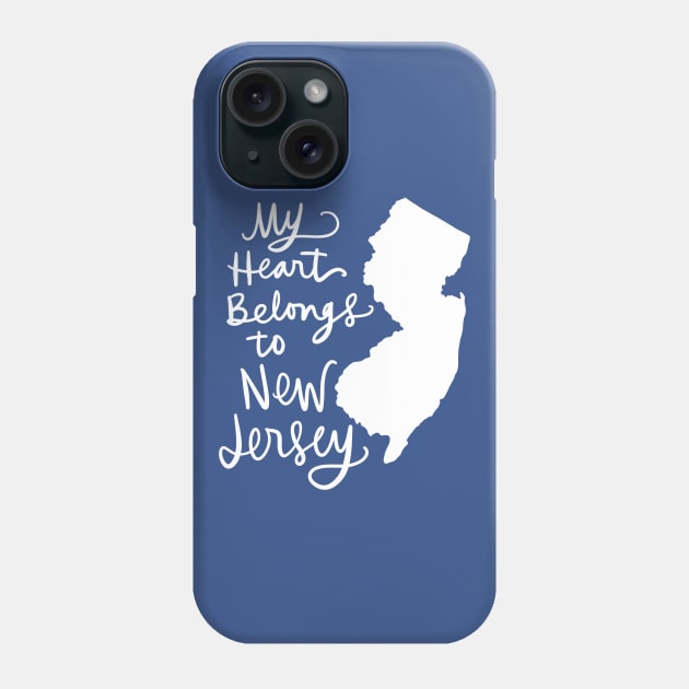 My Heart Belongs To New Jersey: State Pride Calligraphy State Silhouette Phone Case by Tessa McSorley