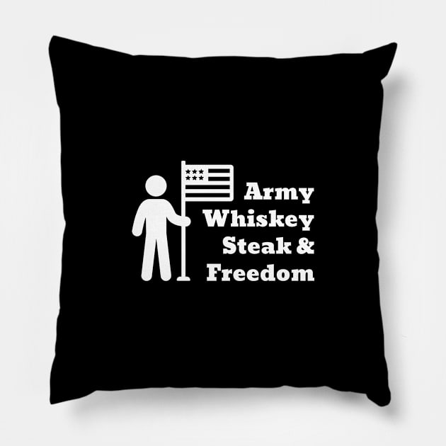 Army Whiskey Steak & Freedom Pillow by Parin Shop