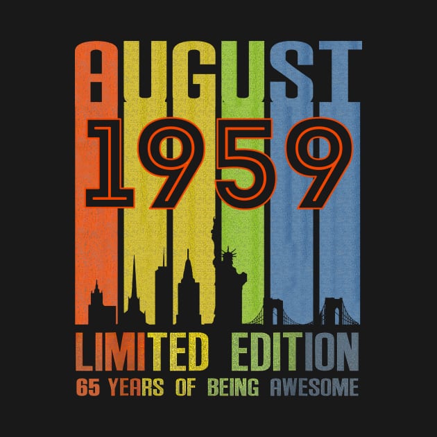 August 1959 65 Years Of Being Awesome Limited Edition by Red and Black Floral