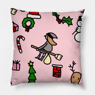 pink christmas befana xmas witch Pillow