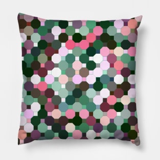 Abstract Green, Pink, Purple and White Octagons Pillow