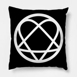 Pentagram Heart (White) Pillow