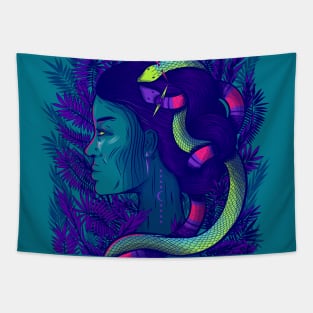 Woman with snakes Tapestry