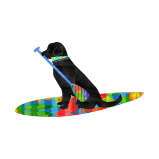 Colorful Stand Up Paddle Board Preppy Black Lab T-Shirt