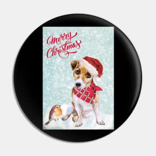 Jack Russell Terrier Merry Christmas Santa Dog Pin