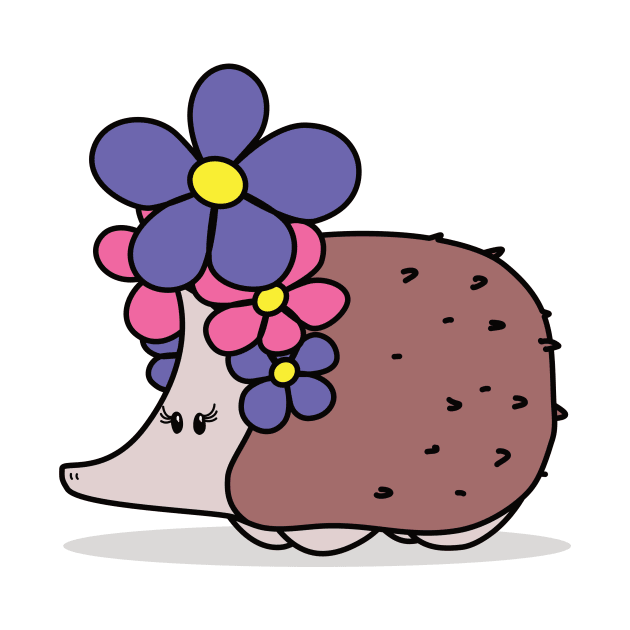 Super Cute Hedgehog with a Big Flower Headband by EnvelopeStudio