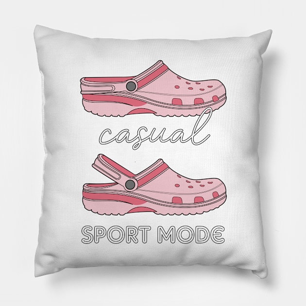 Casual Sport Mode Funny Pink Crocs Pillow by figandlilyco