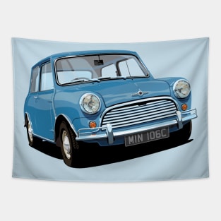 classic mini cooper in blue Tapestry