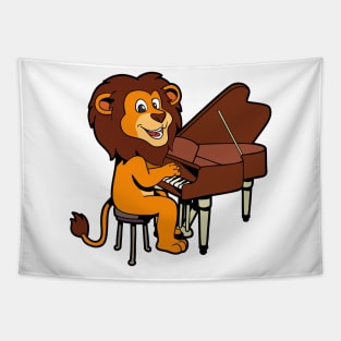 Cartoon lion playing the piano Tapestry