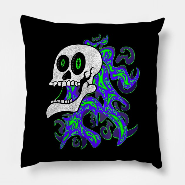 Screaming, Flying Skull Pillow by mm92