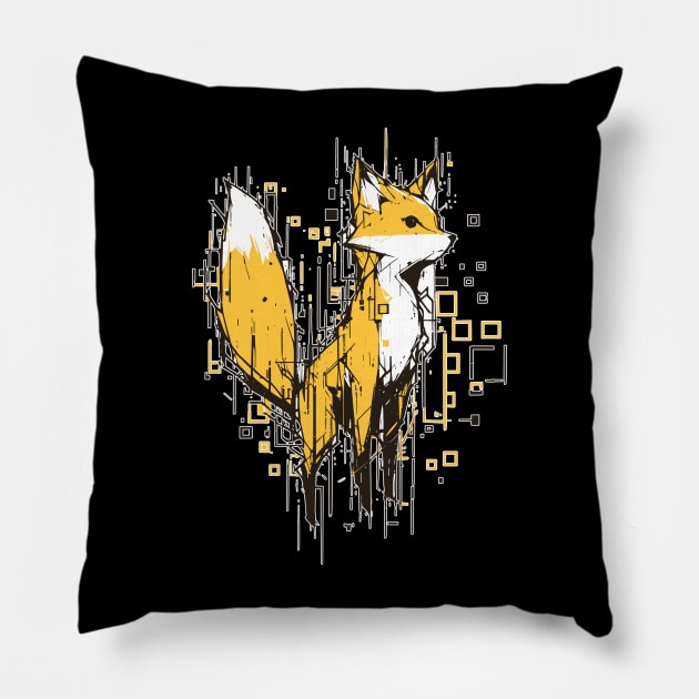 Modern cyber fox concept portrait Pillow by TomFrontierArt