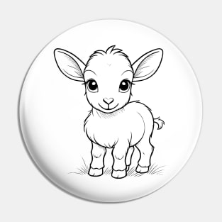 Cute Baby Goat Animal Outline Pin