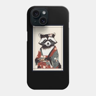 Raccoon with kimono japanese vintage Phone Case