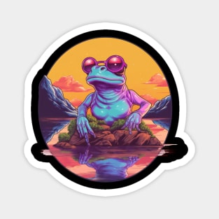 My new aesthetic is a synthwave frog Magnet