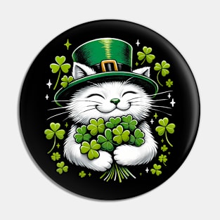 Cat St Patricks Day Women Girls Kids Pin