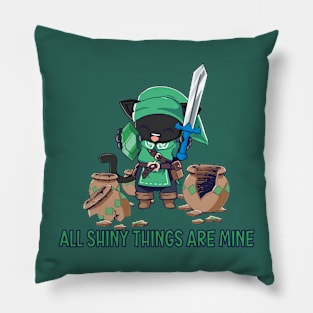 Cute black cat adventurer All shiny things are mine Pillow