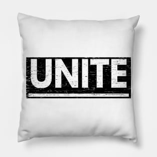 Unite! Typography Black Pillow