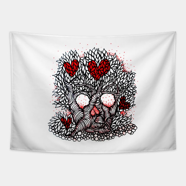 Skull heart-tree Tapestry by selandrian