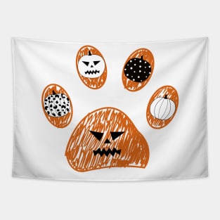 Dooddle paw print with pumpkin Tapestry