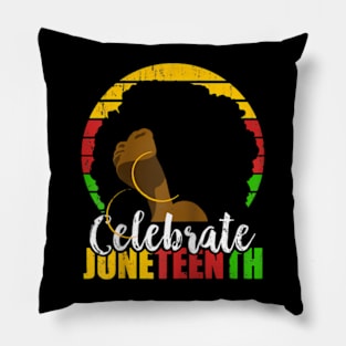 Celebrate Juneteenth Afro Woman Retro African Colors Pillow