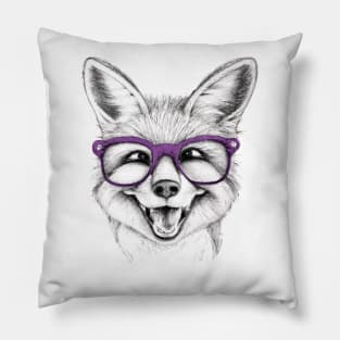 Smiling baby fox with glasses Pillow