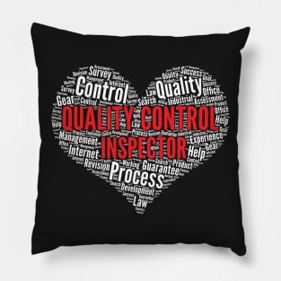 Quality control inspector Heart Shape Word Cloud print Pillow