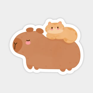Funny Capybara with cat Magnet