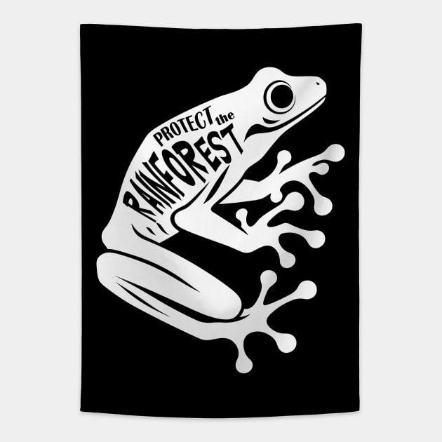 White Dart frog - Protect the rainforest Tapestry by PrintSoulDesigns
