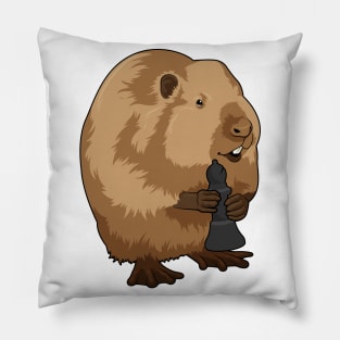 Beaver at Chess with Chess piece Bishop Pillow