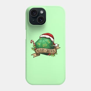 D20 Merry Critmas Dice Green Phone Case