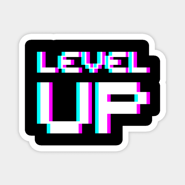 Level Up - bold White Magnet by Just In Tee Shirts