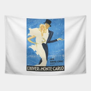 Winter in Monte Carlo - Beautiful Vintage Poster Design Tapestry